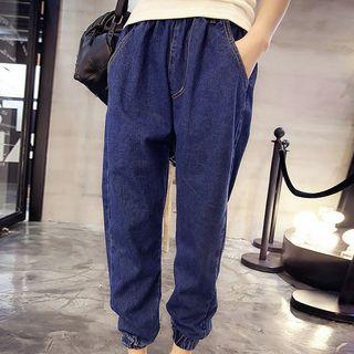 Gathered-cuff Baggy Jeans