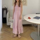 Sleeveless Shirred A-line Midi Dress Pink - One Size