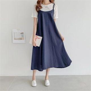 Set: Round-neck T-shirt + Pinafore Dress