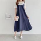 Set: Round-neck T-shirt + Pinafore Dress