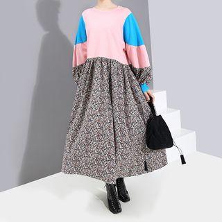 Floral Panel Midi Pullover Dress
