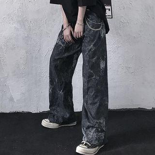 Tie-dye Print Wide-leg Jeans