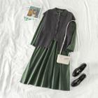 Plain Knit Vest / Plain Round Neck Long-sleeve Dress