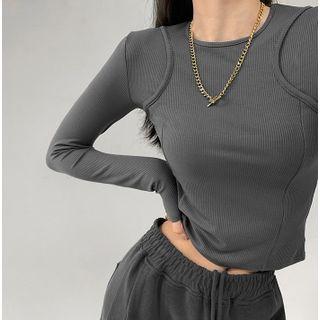 Plain Mock-two Piece Cropped Top