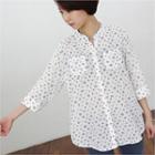 3/4-sleeve Floral Pattern Blouse