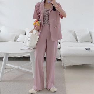 Short Sleeve Blazer / Wide-leg Pants