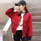Contrast-trim Lettering Bomber Jacket