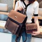 Set: Faux Leather Backpack + Flap Crossbody Bag