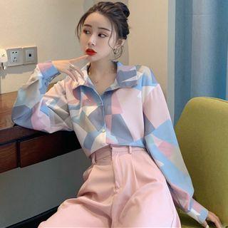 Geometry Print Shirt Pink - One Size