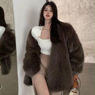 Faux Fur Open Front Coat