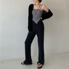 Asymmetrical Patterned Camisole Top / Wide Leg Pants / Cardigan
