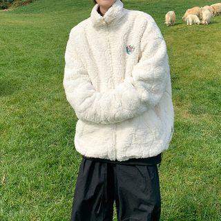 Embroidered Zip-up Fleece Jacket