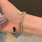 Bear Cherry Pendant Stainless Steel Bracelet S312 - Silver & Black - One Size