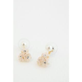 Faux-pearl Rhinestone Flower Earrings