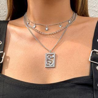 Dragon Pendant Layered Alloy Choker Necklace 2645 - Silver - One Size