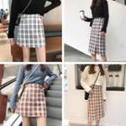 Plaid A-line Skirt / Straight-fit Skirt