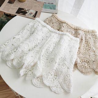 Crochet Knit Wide-leg Shorts