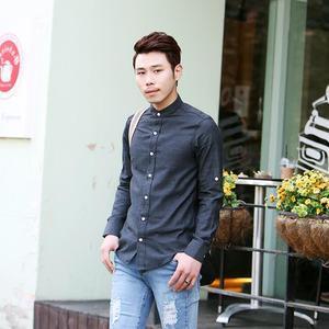 Mandarin Collar Long-sleeve Shirt