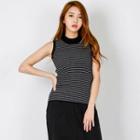 Sleeveless Slim-fit Stripe Knit Top