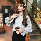 Single-breasted Lantern-sleeve Blouse