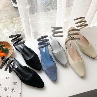 Embellished Wrap Around Low Heel Pumps