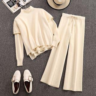 Set: Panel Sweater + Wide-leg Knit Pants