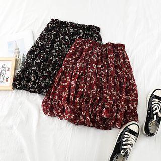 Floral Chiffon Pleated Skirt