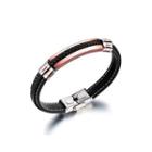 Simple And Fashion Plated Rose Gold Geometric 316l Stainless Steel Braided Leather Bracelet Rose Gold - One Size