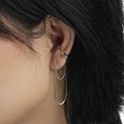 Layered Chain Ear Cuff 1 Pc - Irregular Chain Clip On Earring - Silver - One Size
