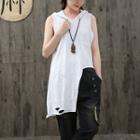 Hooded Sleeveless Top White - One Size