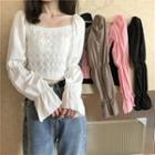 Long-sleeve Panel Cropped Knit Top
