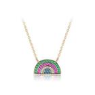 925 Sterling Silver Plated Gold Rainbow Necklace With Austrian Element Crystal Golden - One Size