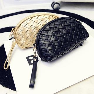 Woven Faux Leather Clutch