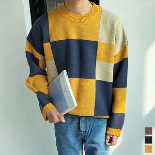 Checked Loose-fit Knit Top