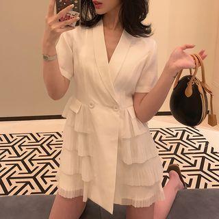 Short-sleeve Tiered Mini Dress