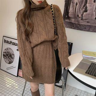 Mock-neck Sweater / Knit Skirt