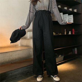 Suspender Wide Leg Pants Black - One Size