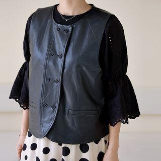 Double-breasted Pleather Vest