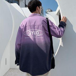 Long-sleeve Gradient Lettering Shirt