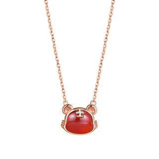 Tiger Faux Gemstone Pendant Sterling Silver Necklace 1 Pc - Necklace - Gold - One Size