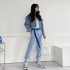 Pintuck-front Jeans