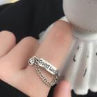 925 Sterling Silver Smiley Face Lettering Ring 925 Silver - Ring - One Size
