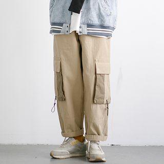 Color Block Pocket Wide-leg Pants