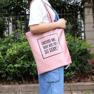 Lettering Shopper Bag With Pouch