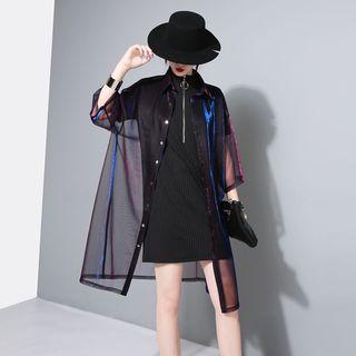 See-through 3/4 Sleeve Long Light Jacket