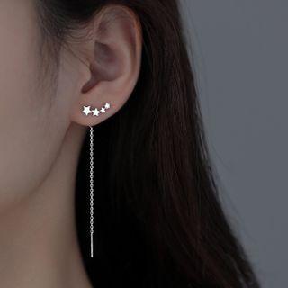 Sterling Silver Fringed Star Stud Earring 1 Pair - Silver - One Size
