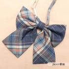 Plaid Bow Tie Jk035 - Dark Blue - One Size