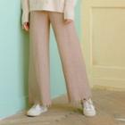 Knit Wide Leg Pants Khaki - One Size