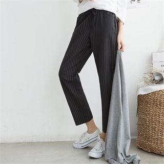 Drawstring-waist Pinstripe Pants