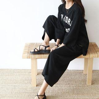 Set: Letter T-shirt + Wide Pants